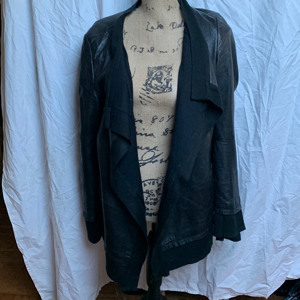 Mackage drape leather jacket hook eyelet closure